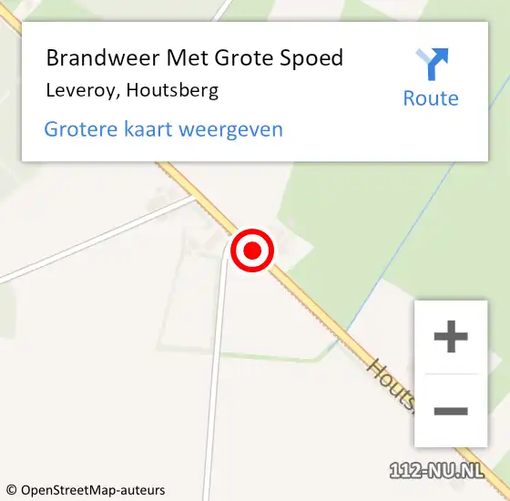 Locatie op kaart van de 112 melding: Brandweer Met Grote Spoed Naar Leveroy, Houtsberg op 8 januari 2018 18:55