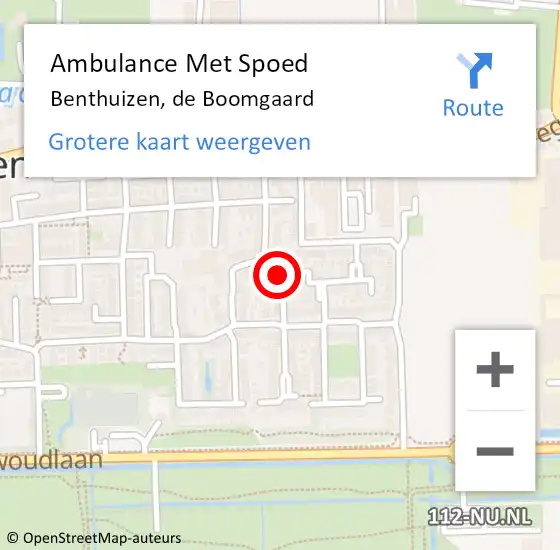 Locatie op kaart van de 112 melding: Ambulance Met Spoed Naar Benthuizen, de Boomgaard op 8 januari 2018 19:48
