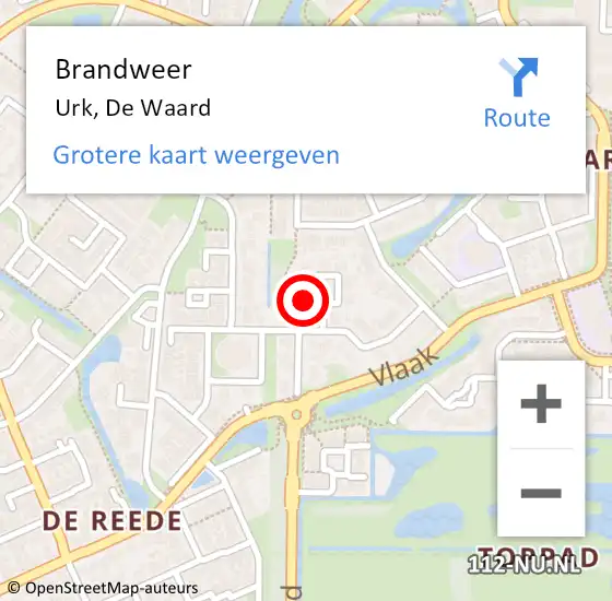 Locatie op kaart van de 112 melding: Brandweer Urk, De Waard op 8 januari 2018 20:33