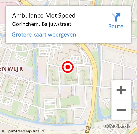 Locatie op kaart van de 112 melding: Ambulance Met Spoed Naar Gorinchem, Baljuwstraat op 8 januari 2018 20:45
