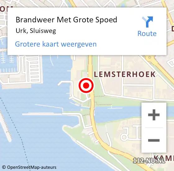 Locatie op kaart van de 112 melding: Brandweer Met Grote Spoed Naar Urk, Sluisweg op 8 januari 2018 20:47