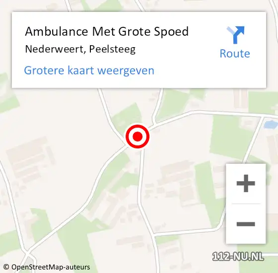 Locatie op kaart van de 112 melding: Ambulance Met Grote Spoed Naar Nederweert, Peelsteeg op 8 januari 2018 22:28