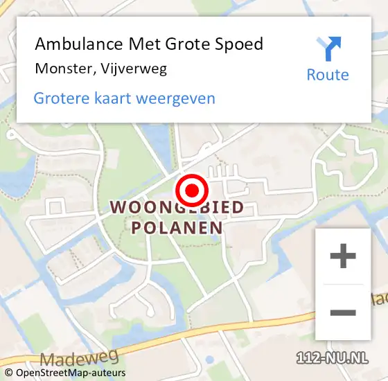 Locatie op kaart van de 112 melding: Ambulance Met Grote Spoed Naar Monster, Vijverweg op 8 januari 2018 22:39