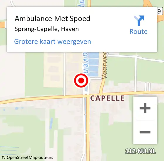 Locatie op kaart van de 112 melding: Ambulance Met Spoed Naar Sprang-Capelle, Haven op 9 januari 2018 00:26