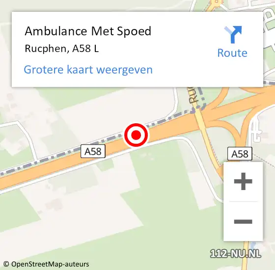 Locatie op kaart van de 112 melding: Ambulance Met Spoed Naar Rucphen, A58 R hectometerpaal: 85,0 op 9 januari 2018 02:00