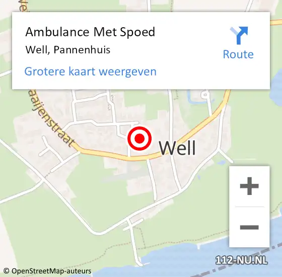 Locatie op kaart van de 112 melding: Ambulance Met Spoed Naar Well, Pannenhuis op 9 januari 2018 02:20
