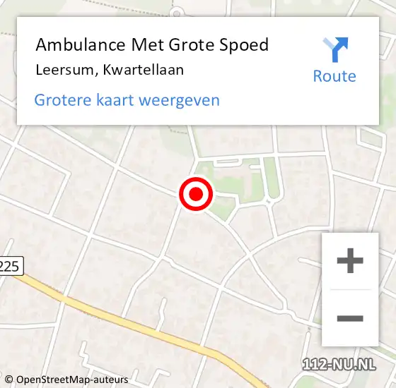 Locatie op kaart van de 112 melding: Ambulance Met Grote Spoed Naar Leersum, Kwartellaan op 9 januari 2018 02:49