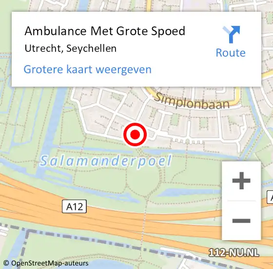 Locatie op kaart van de 112 melding: Ambulance Met Grote Spoed Naar Utrecht, Seychellen op 9 januari 2018 03:11