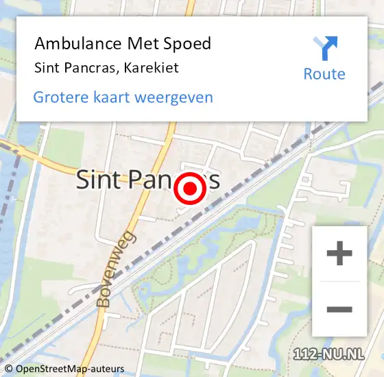 Locatie op kaart van de 112 melding: Ambulance Met Spoed Naar Sint Pancras, Karekiet op 9 januari 2018 06:24