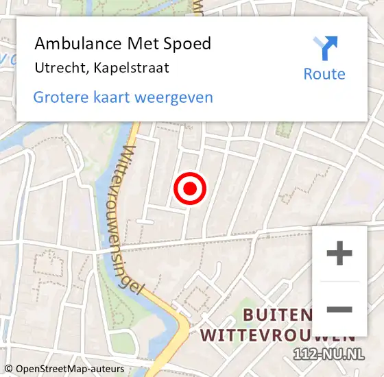 Locatie op kaart van de 112 melding: Ambulance Met Spoed Naar Utrecht, Kapelstraat op 9 januari 2018 06:27