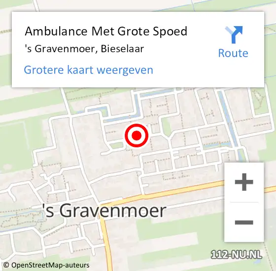 Locatie op kaart van de 112 melding: Ambulance Met Grote Spoed Naar 's Gravenmoer, Bieselaar op 9 januari 2018 06:58