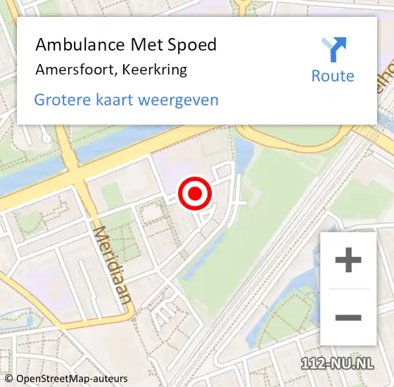 Locatie op kaart van de 112 melding: Ambulance Met Spoed Naar Amersfoort, Keerkring op 9 januari 2018 07:36