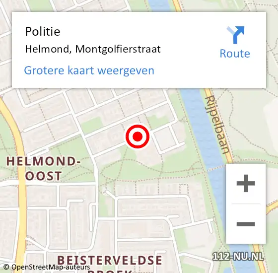 Locatie op kaart van de 112 melding: Politie Helmond, Montgolfierstraat op 9 januari 2018 07:52