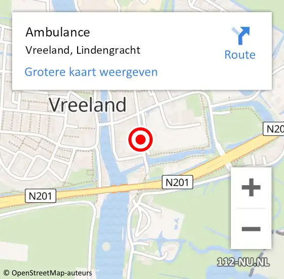 Locatie op kaart van de 112 melding: Ambulance Vreeland, Lindengracht op 9 januari 2018 08:00