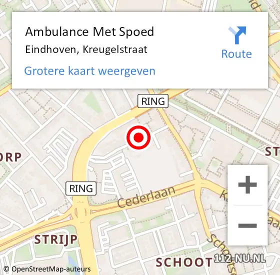 Locatie op kaart van de 112 melding: Ambulance Met Spoed Naar Eindhoven, Kreugelstraat op 9 januari 2018 08:22