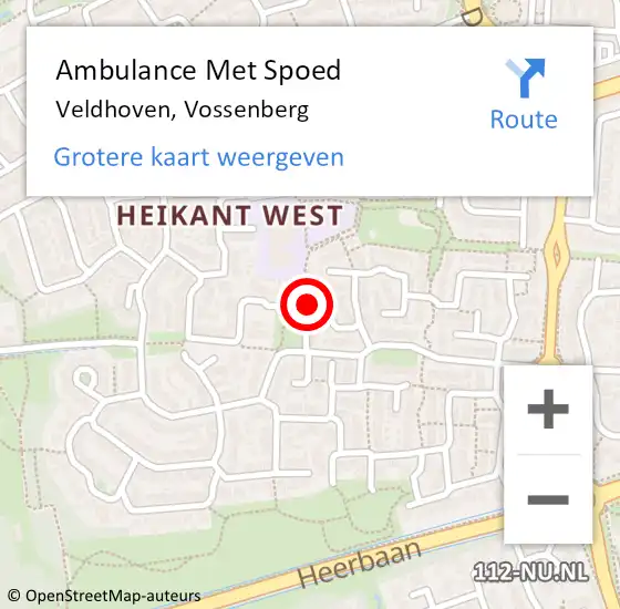 Locatie op kaart van de 112 melding: Ambulance Met Spoed Naar Veldhoven, Vossenberg op 9 januari 2018 08:54