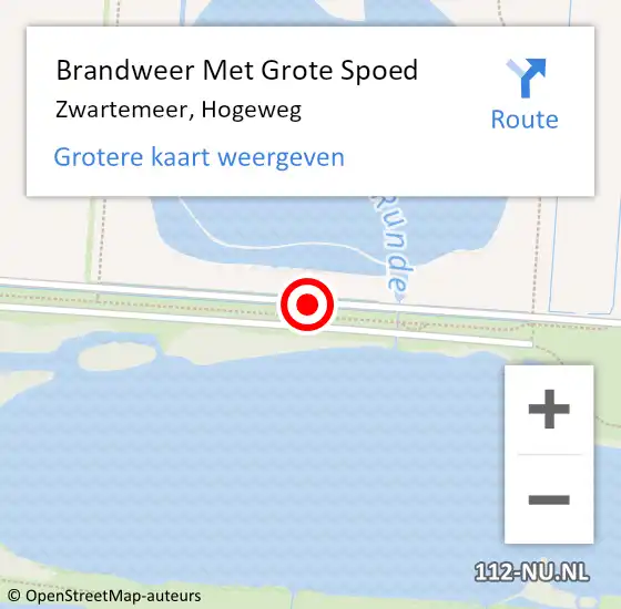 Locatie op kaart van de 112 melding: Brandweer Met Grote Spoed Naar Zwartemeer, Hogeweg op 12 februari 2014 15:33