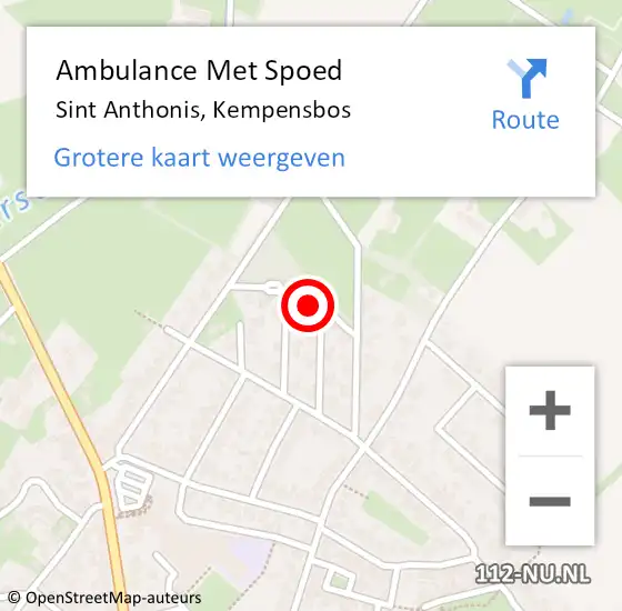 Locatie op kaart van de 112 melding: Ambulance Met Spoed Naar Sint Anthonis, Kempensbos op 9 januari 2018 09:13