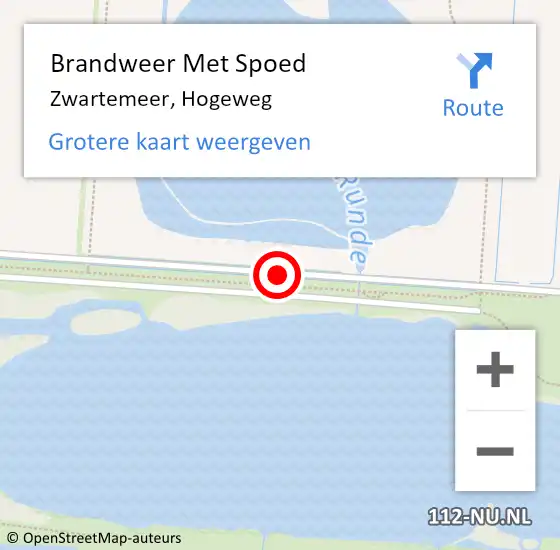 Locatie op kaart van de 112 melding: Brandweer Met Spoed Naar Zwartemeer, Hogeweg op 12 februari 2014 15:35