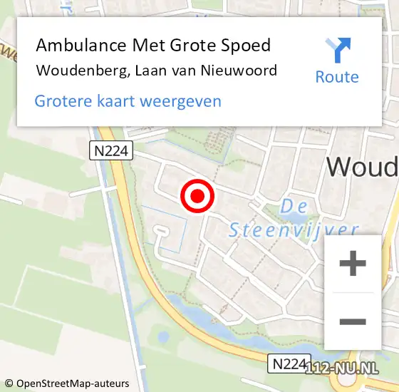 Locatie op kaart van de 112 melding: Ambulance Met Grote Spoed Naar Woudenberg, Laan van Nieuwoord op 9 januari 2018 10:07