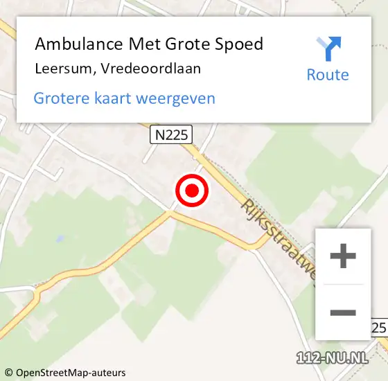 Locatie op kaart van de 112 melding: Ambulance Met Grote Spoed Naar Leersum, Vredeoordlaan op 9 januari 2018 10:19