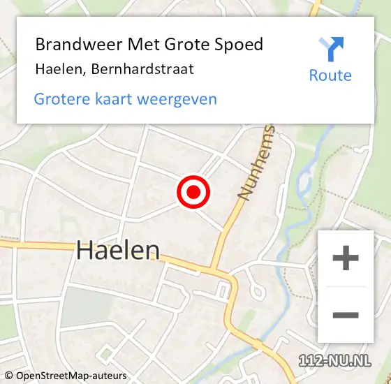 Locatie op kaart van de 112 melding: Brandweer Met Grote Spoed Naar Haelen, Bernhardstraat op 9 januari 2018 10:21