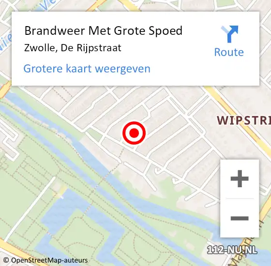 Locatie op kaart van de 112 melding: Brandweer Met Grote Spoed Naar Zwolle, De Rijpstraat op 12 februari 2014 15:41