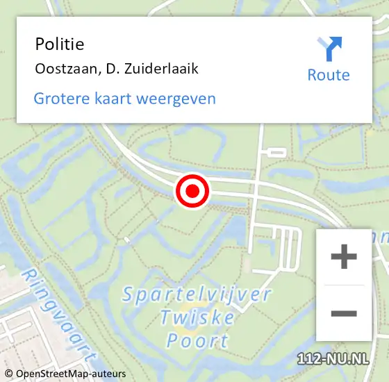 Locatie op kaart van de 112 melding: Politie Oostzaan, D. Zuiderlaaik op 9 januari 2018 11:38