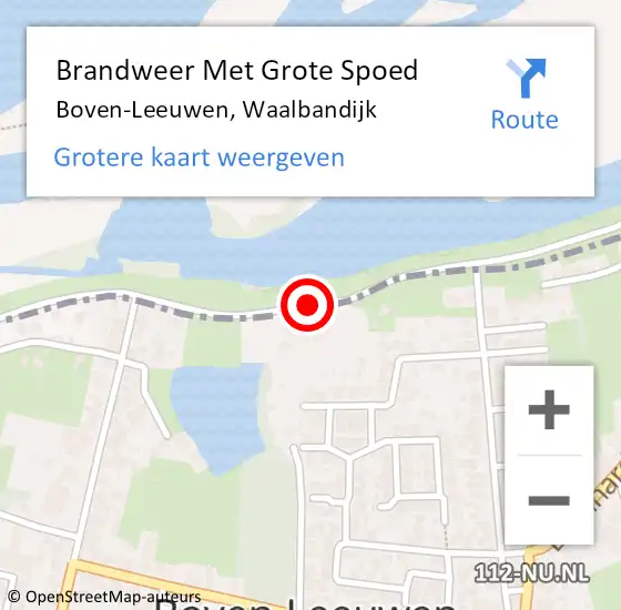 Locatie op kaart van de 112 melding: Brandweer Met Grote Spoed Naar Boven-Leeuwen, Waalbandijk op 9 januari 2018 11:53