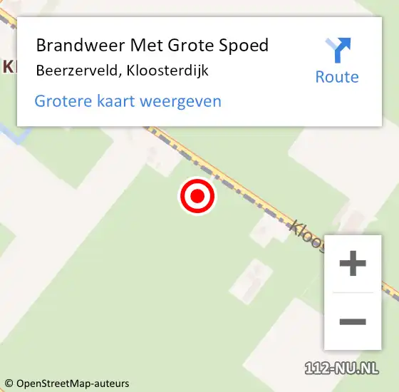 Locatie op kaart van de 112 melding: Brandweer Met Grote Spoed Naar Beerzerveld, Kloosterdijk op 12 februari 2014 15:52