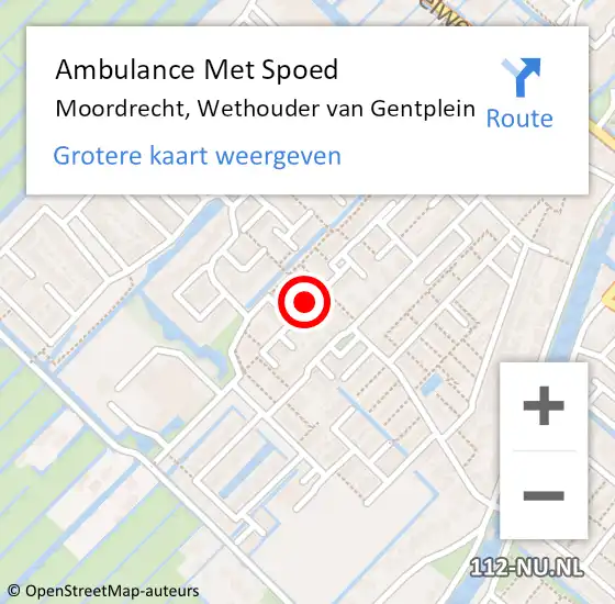 Locatie op kaart van de 112 melding: Ambulance Met Spoed Naar Moordrecht, Wethouder van Gentplein op 9 januari 2018 12:28