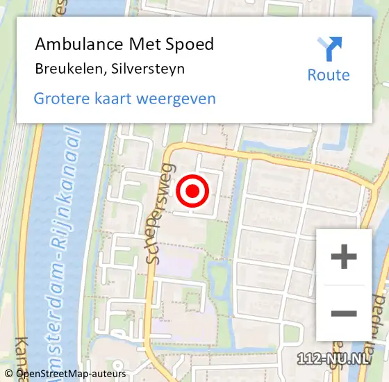 Locatie op kaart van de 112 melding: Ambulance Met Spoed Naar Breukelen, Silversteyn op 9 januari 2018 12:39