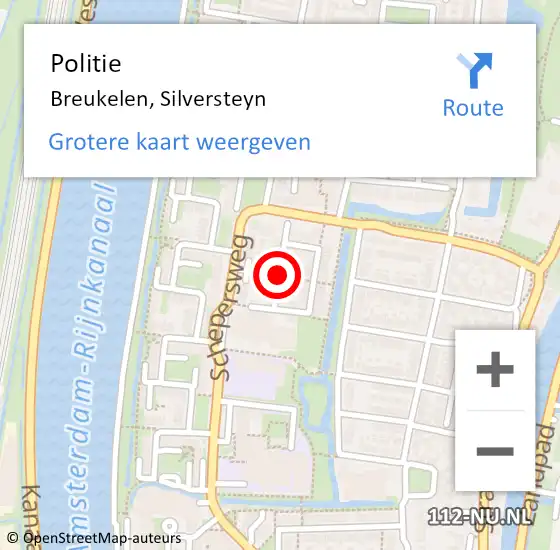 Locatie op kaart van de 112 melding: Politie Breukelen, Silversteyn op 9 januari 2018 12:39