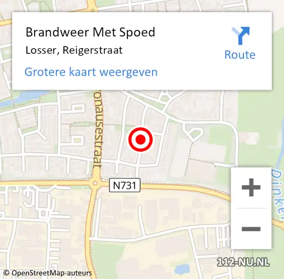 Locatie op kaart van de 112 melding: Brandweer Met Spoed Naar Losser, Reigerstraat op 9 januari 2018 12:54