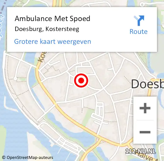 Locatie op kaart van de 112 melding: Ambulance Met Spoed Naar Doesburg, Kostersteeg op 9 januari 2018 13:01