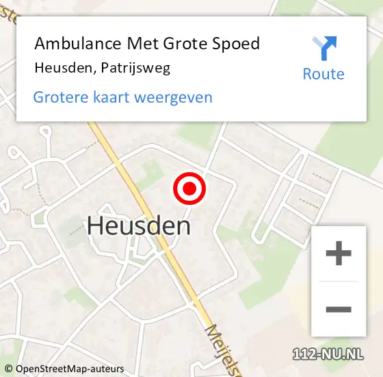 Locatie op kaart van de 112 melding: Ambulance Met Grote Spoed Naar Heusden, Patrijsweg op 9 januari 2018 13:04