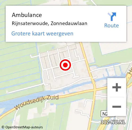 Locatie op kaart van de 112 melding: Ambulance Rijnsaterwoude, Zonnedauwlaan op 9 januari 2018 13:24