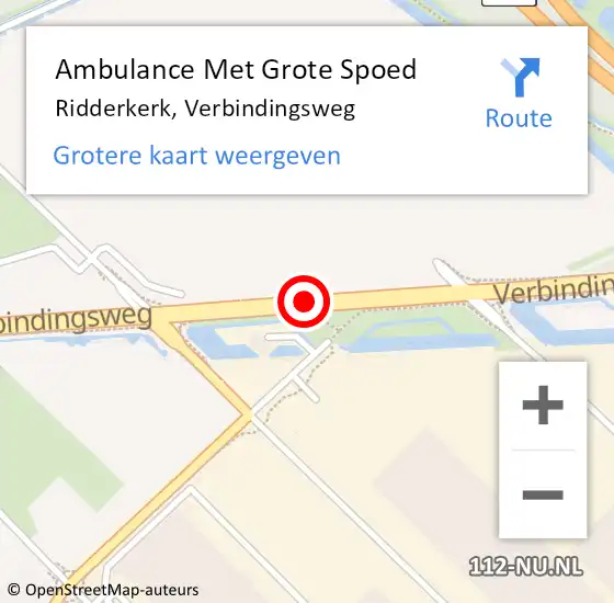 Locatie op kaart van de 112 melding: Ambulance Met Grote Spoed Naar Ridderkerk, Verbindingsweg op 9 januari 2018 13:27