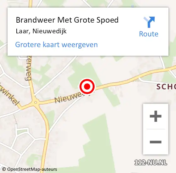 Locatie op kaart van de 112 melding: Brandweer Met Grote Spoed Naar Laar, Nieuwedijk op 9 januari 2018 13:42