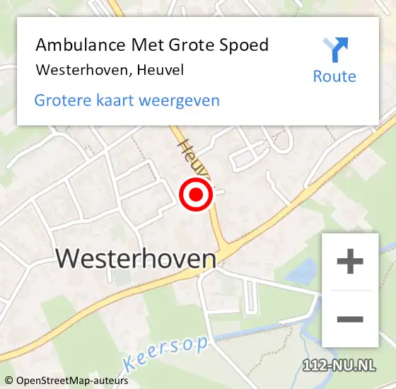 Locatie op kaart van de 112 melding: Ambulance Met Grote Spoed Naar Westerhoven, Heuvel op 9 januari 2018 14:07