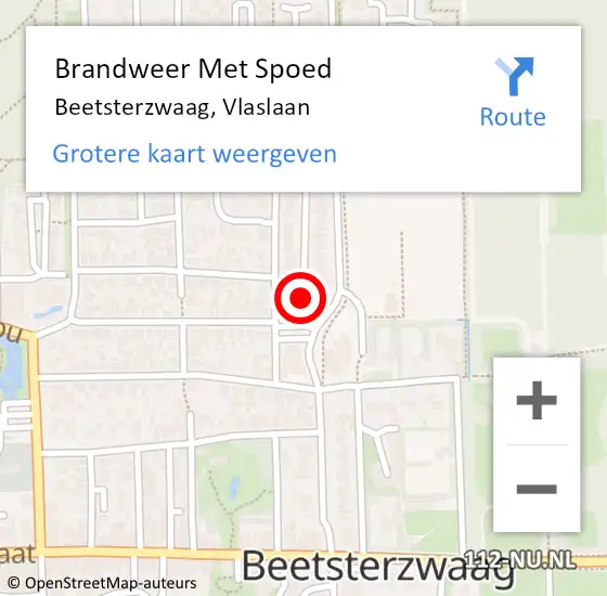 Locatie op kaart van de 112 melding: Brandweer Met Spoed Naar Beetsterzwaag, Vlaslaan op 9 januari 2018 14:56