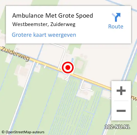 Locatie op kaart van de 112 melding: Ambulance Met Grote Spoed Naar Westbeemster, Zuiderweg op 9 januari 2018 15:22