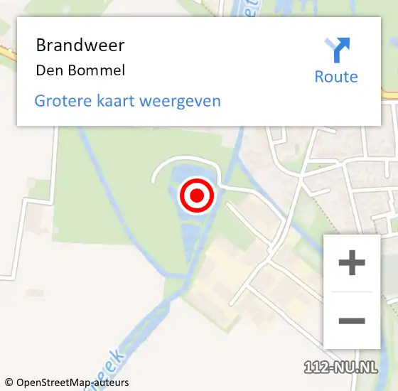 Locatie op kaart van de 112 melding: Brandweer Den Bommel op 9 januari 2018 16:04