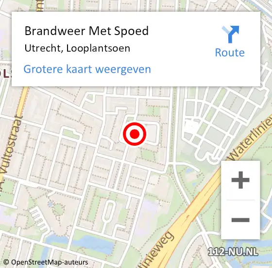 Locatie op kaart van de 112 melding: Brandweer Met Spoed Naar Utrecht, Looplantsoen op 9 januari 2018 16:12