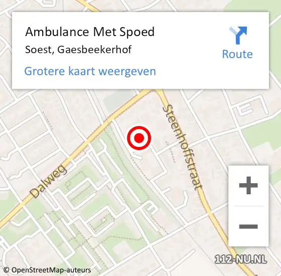 Locatie op kaart van de 112 melding: Ambulance Met Spoed Naar Soest, Gaesbeekerhof op 9 januari 2018 16:59