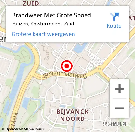 Locatie op kaart van de 112 melding: Brandweer Met Grote Spoed Naar Huizen, Oostermeent-Zuid op 9 januari 2018 17:11