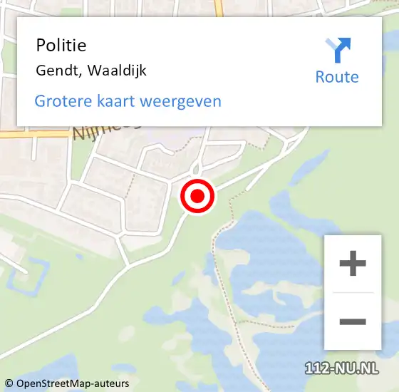 Locatie op kaart van de 112 melding: Politie Gendt, Waaldijk op 9 januari 2018 17:13