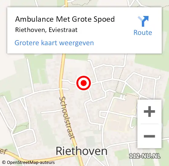 Locatie op kaart van de 112 melding: Ambulance Met Grote Spoed Naar Riethoven, Eviestraat op 9 januari 2018 17:40