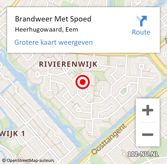 Locatie op kaart van de 112 melding: Brandweer Met Spoed Naar Heerhugowaard, Eem op 9 januari 2018 17:45