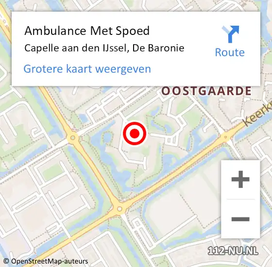 Locatie op kaart van de 112 melding: Ambulance Met Spoed Naar Capelle aan den IJssel, De Baronie op 9 januari 2018 17:54